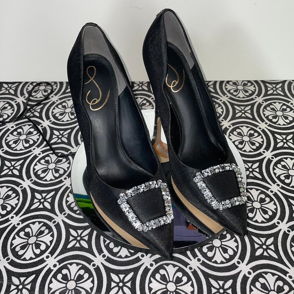 Sam Edelman Black Heels with Silver Buckle